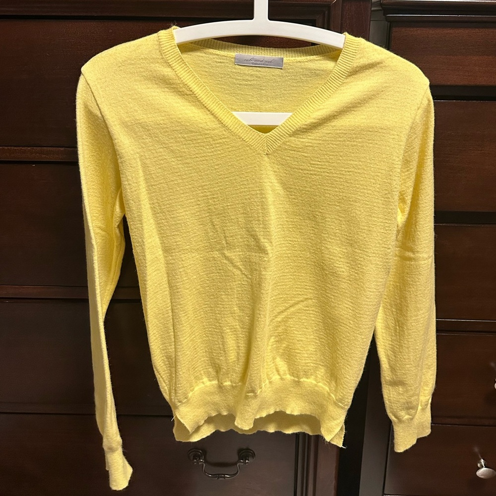 Yellow V-Neck Women's Sweater